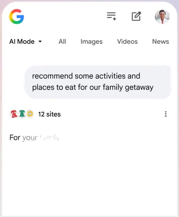 gmail linked personalised AI mode responses
