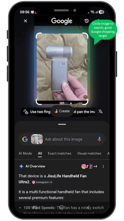 AI Circle to search function Google